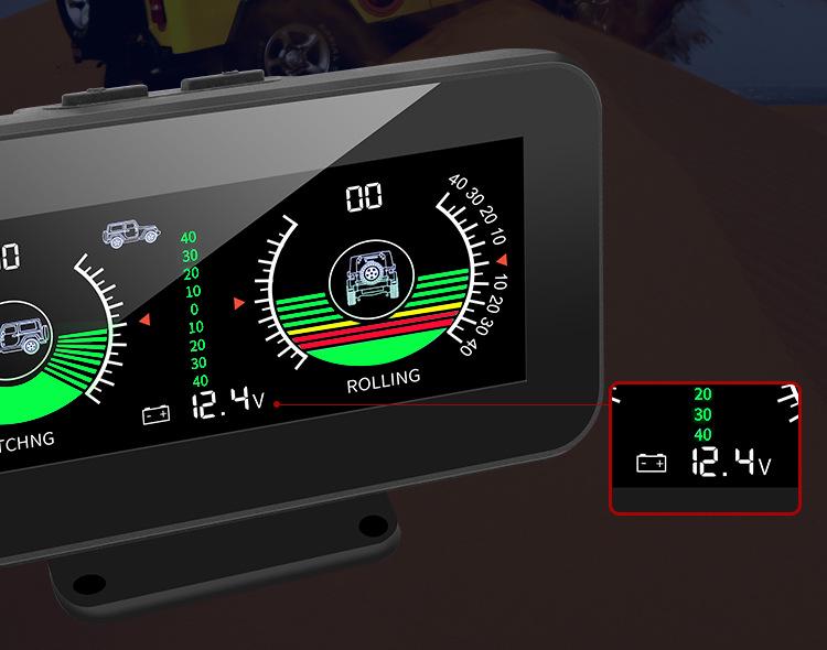 Universal Off-Road Inclinometer HUD with Voltmeter