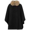 Sancai 100% Wool Double-Faced Mid-Length Coat with Raccoon Fur Collar