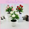 Artificial Rose Ornament Green Potted Plant Bonsai For Home Or Wedding Venue