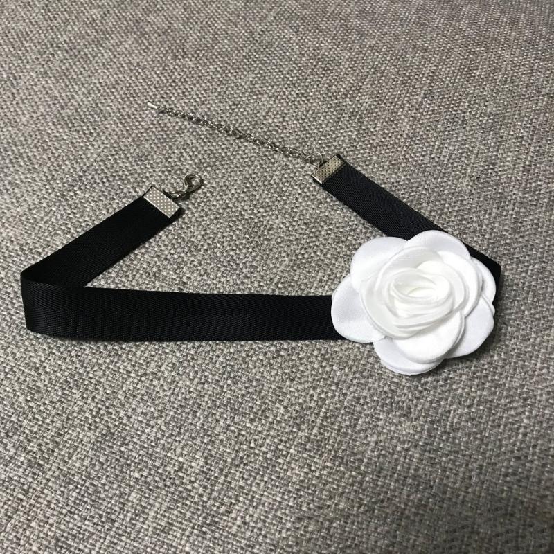 Soft Sext Choker Tie Cravat Flower Choker Women Black Cloth-Flower Collar Choker Necklace for Girls Accessories for Teen