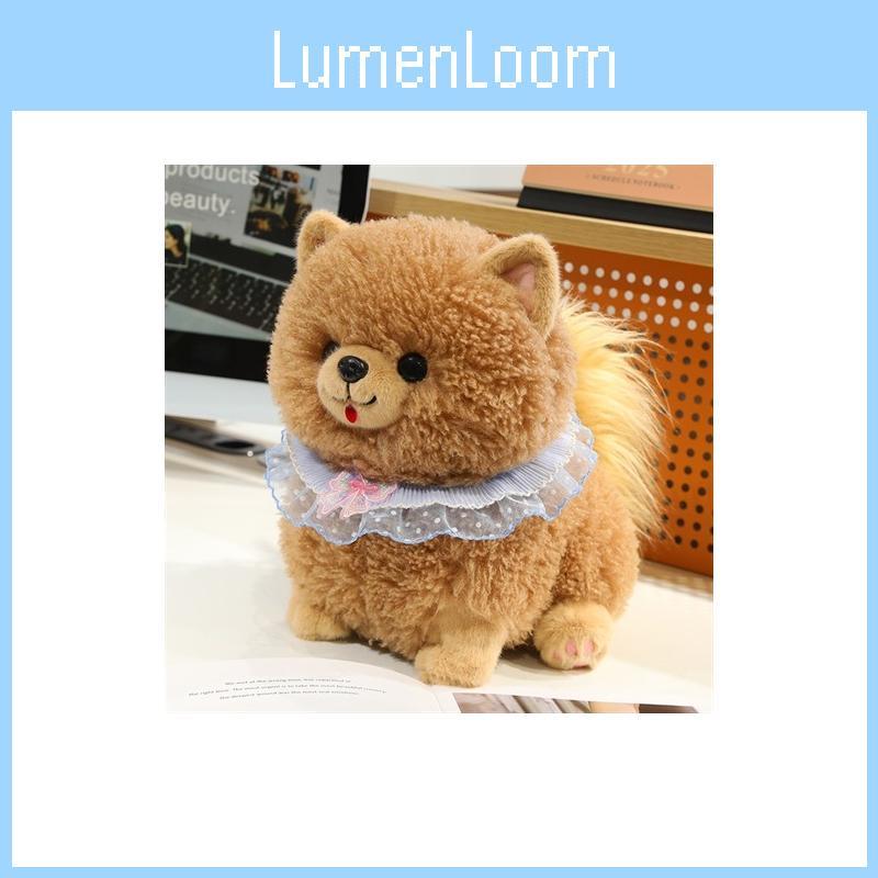 Cute Lace Scarf Pomeranian Plush Doll Children Companion Toy For Kids Comfort And Sleep