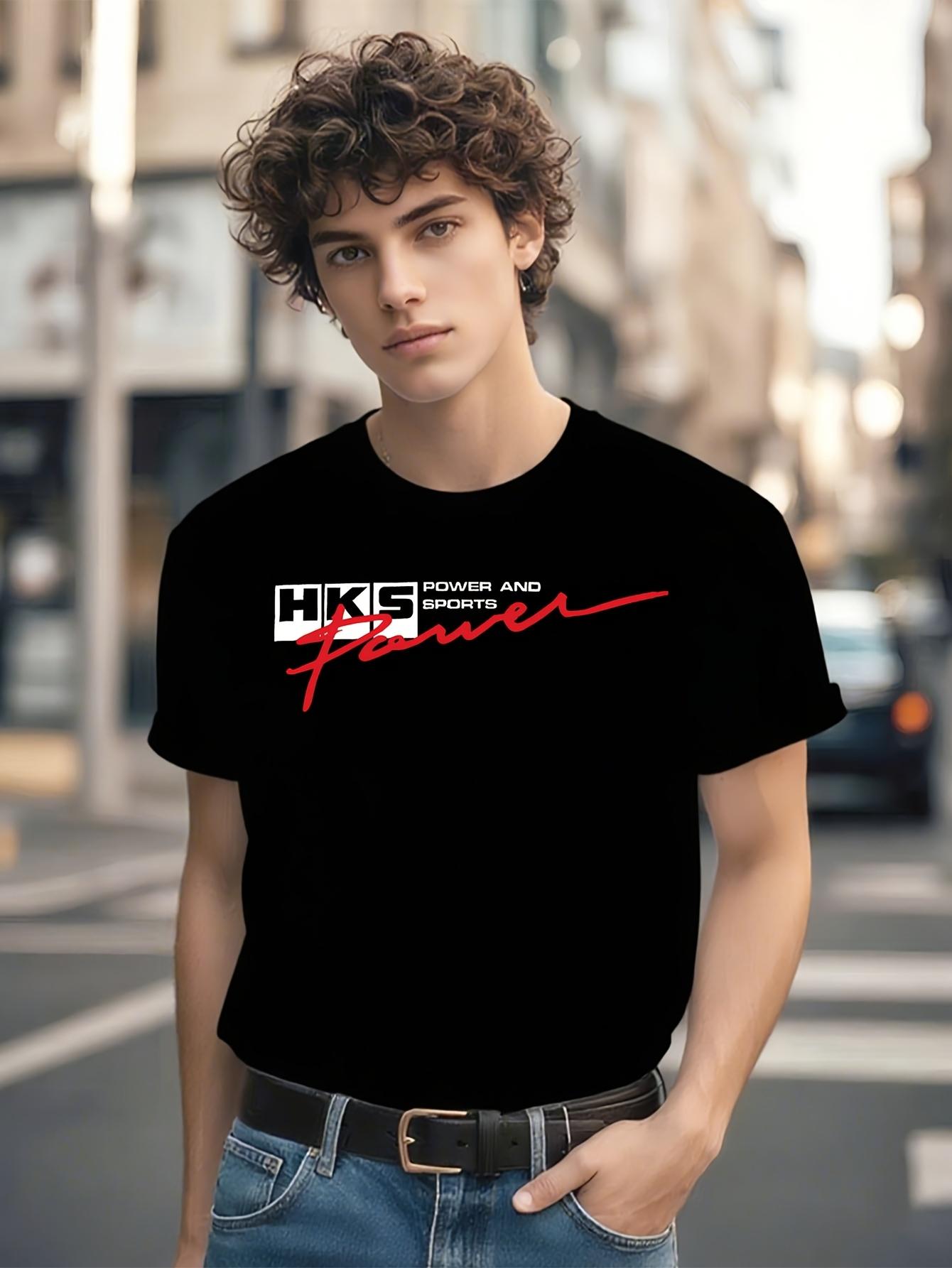 HKS POWER Anime Graphic T-shirt - Bold Red & White Power Station Design S