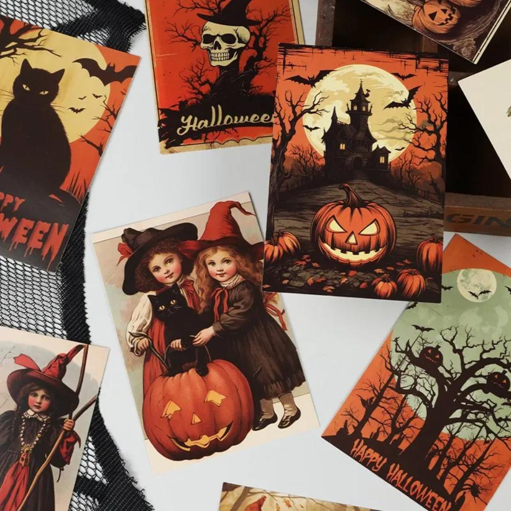 10pcs/set Black Cat Pumpkin Themed Halloween Message Cards  Home Party Decor