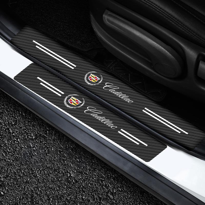 Auto Interior Door Threshold Sill Trim Stickers Waterproof Strip Scuff Scratch For Cadillac CTS STS DTS SRX XLR ATX Escalade Seville Tiburon