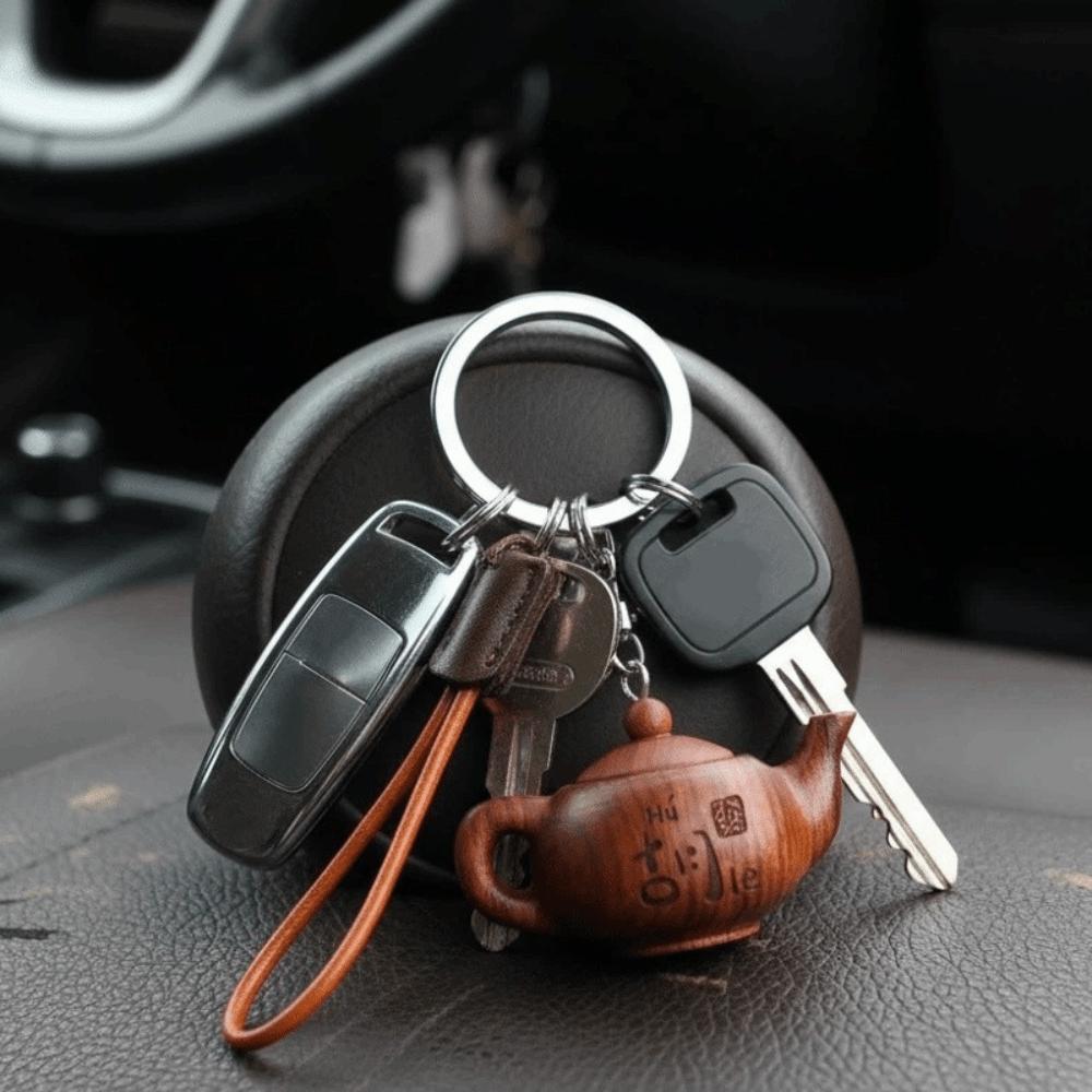 Handmade Cat Paw Clicker Wooden Fidget Key Ring Bag Pendant Sandalwood Figurine Key Chain Car Key