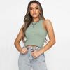 Maglietta basic sexy da donna senza maniche in maglia estiva Maglietta bianca con spalle scoperte a costine Canotta nera Streetware Camis Femme Skinny