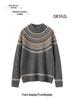2025 Women's Fair Isle Cashmere Sweater: Autumn/Winter Knit Half-High Collar Loose Fit