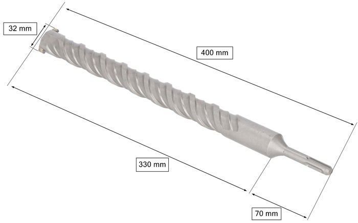 Foret SDS+ - KOTARBAU - 32 X 400 Mm - Alliage Métallique - Acier Trempé - Fixation SDS+