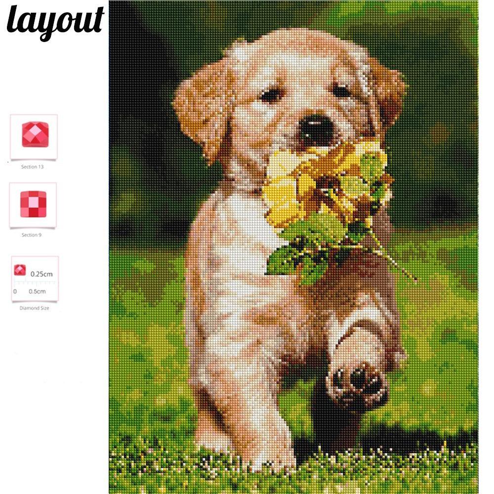 

HUACAN 5D DIY Алмазная картина Собака Вышивка крестом Мозаика Набор Рукоделие 30*40 cm