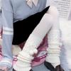 Winter Long Knit Foot Cover Crochet Leg Warmers Leggings Warm Solid Color Braided Striped Knee High Socks for Women