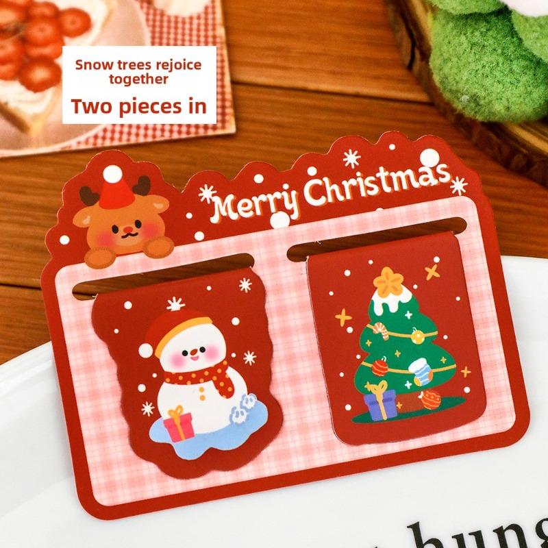 Weihnachts-Magnetlesezeichen, Niedlicher und speziell geformter Doppelseitenhalter für Studenten, Weihnachtspapeterie-Magnetlesezeichen