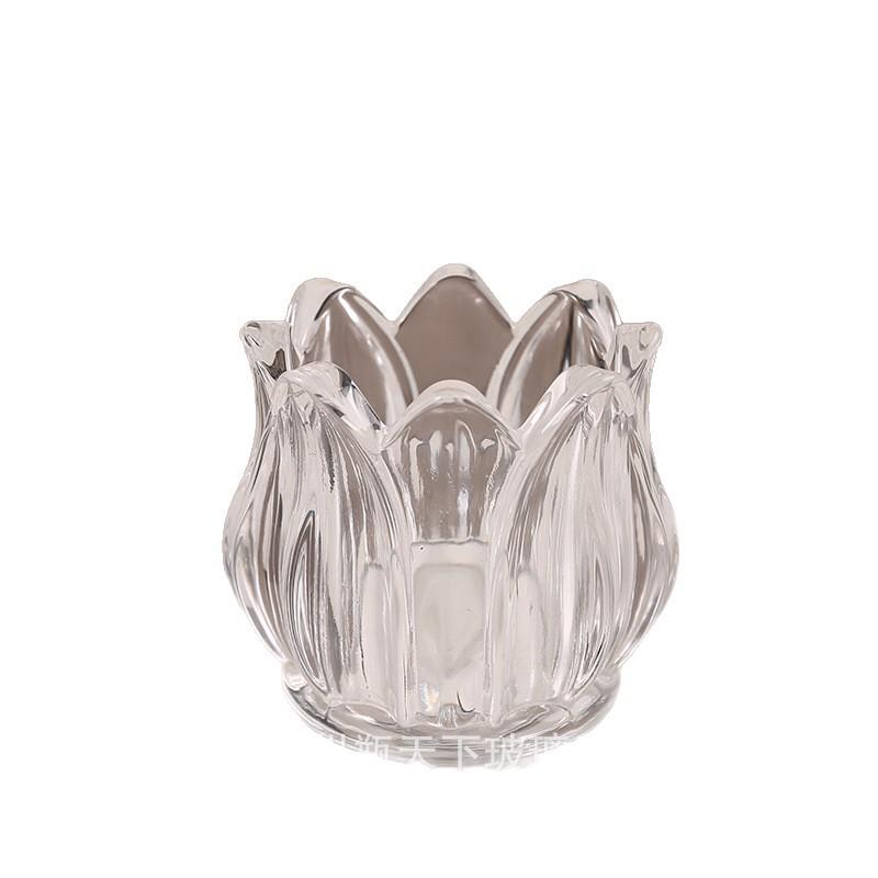 

Colorful Tulip Glass Candle Holder for Home Aromatherapy and Decoration Clear