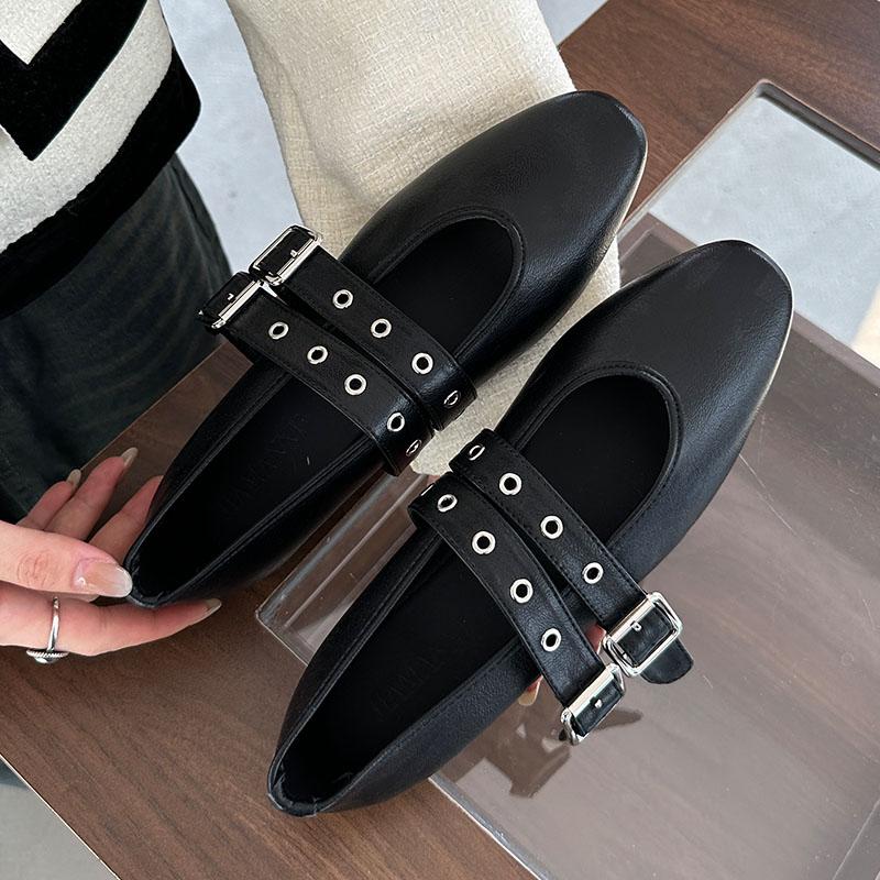 Fashion Female Footwear Shallow Ladies Ballet Flats Shoes Fashion Buckle Strap Round Toe Luxury Women Flats Mary Janes Shoes