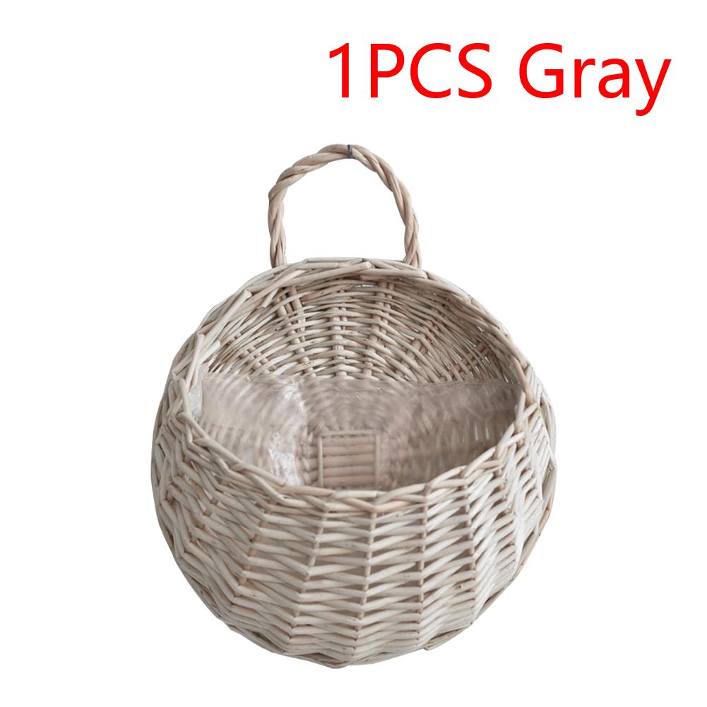 Wall Mounted Handmade Wicker Flower Pot Wicker Woven Hanging Basket Rattan Vase Dried Flower Plant Basket Storage Container