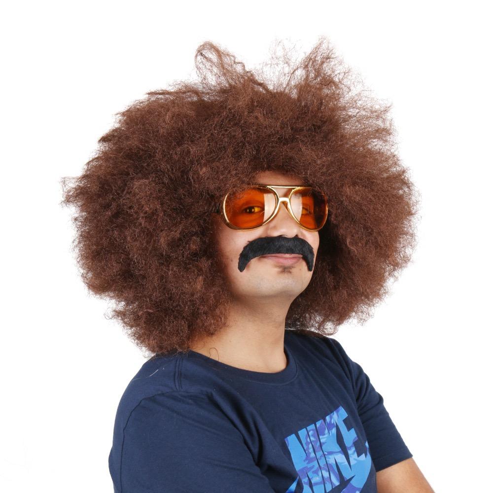 70s Disco Brown Afro Cosplay Wig, Heat Resistant Synthetic Hair for Halloween Party Costume