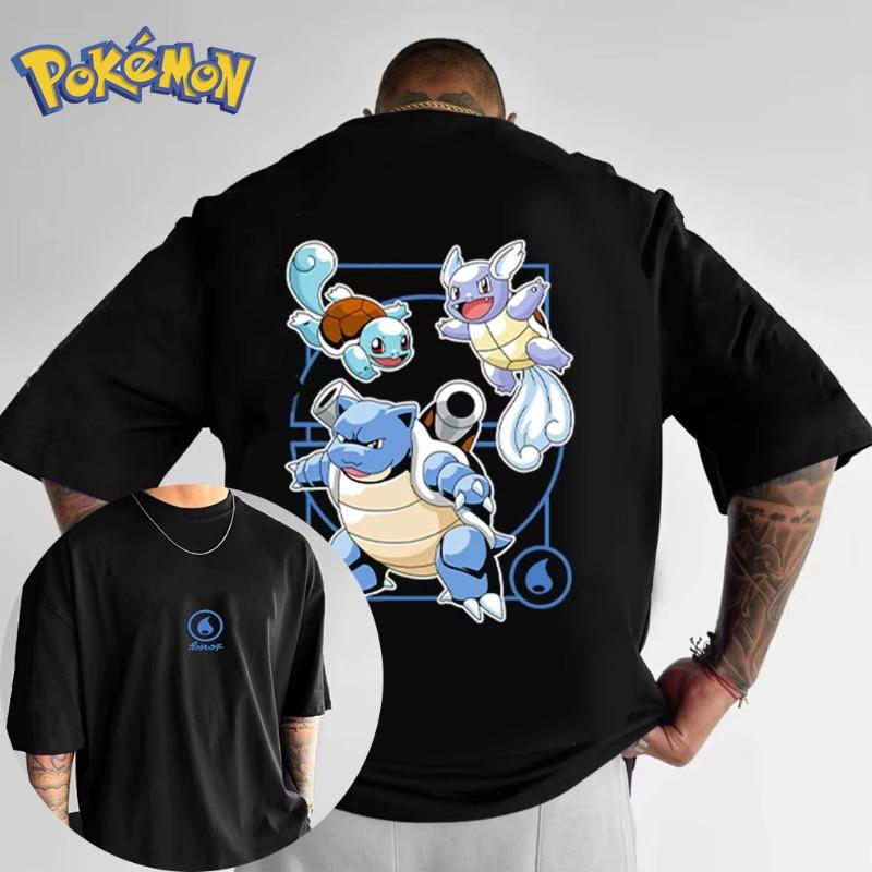 

Peripheral Blastoise Print T-shirt Summer New Men s and Women s Y2K Harajuku Loose Casual Versatile Short-sleeved Top L чорний