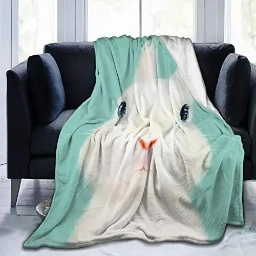 Rabbit Flannel Throw Blanket Anti-Pilling Cozy Bed Blanket Lightweight Warm Blankets for Couch Bed Sofa Office Super Soft King