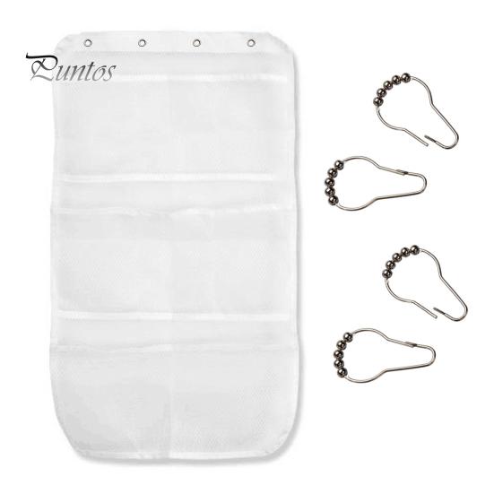 Shower Caddy with Pockets Bathroom Hanging Bag Large Capacity See-through Hooks Great Load Bearing Quick Dry Mesh Shampoo Body Wash Organizer Storage