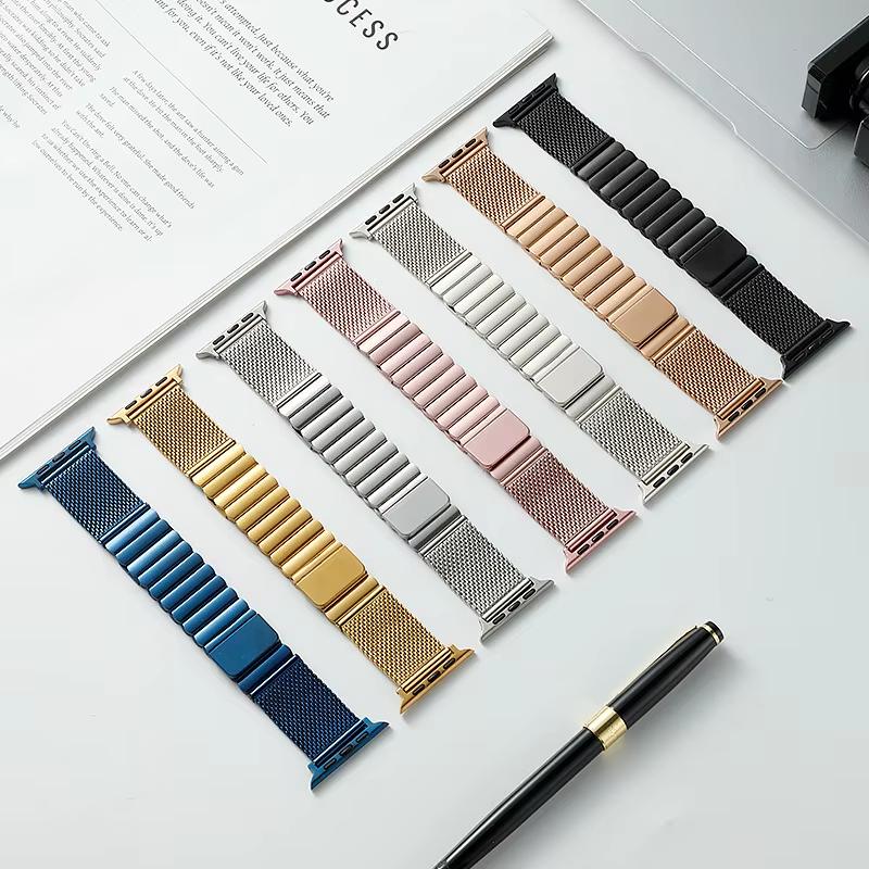 Stainless Steel Metal Magnetic Buckle Milanese Single Bead Lace Mesh Band 22mm Watch Strap 22mm