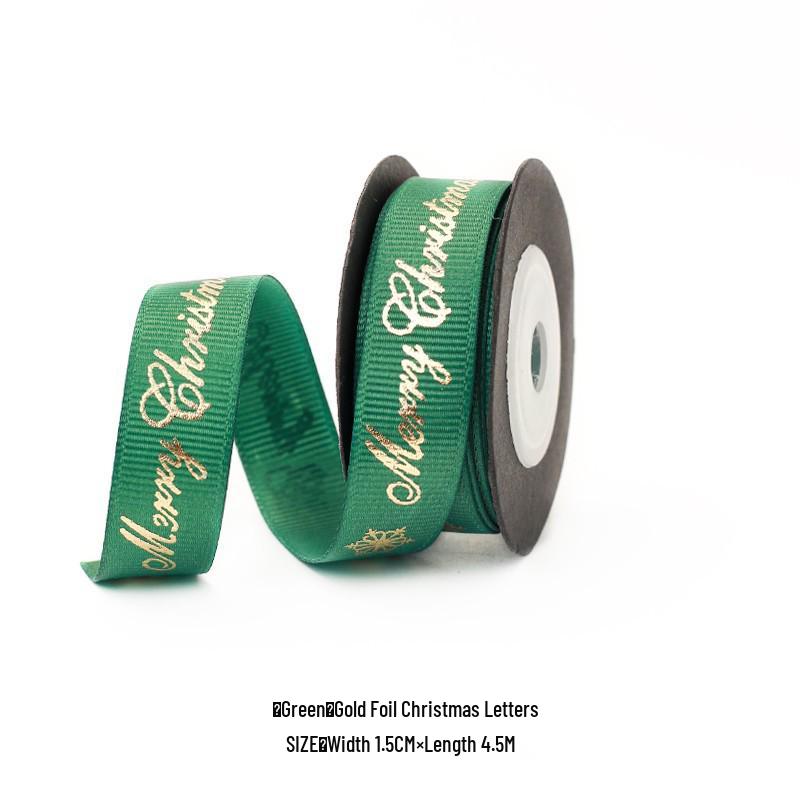 Festive Ribbon: Christmas Gift, New Year, Birthday - Red & Green Plaid with Hot Stamping for Gift Boxes & Bows