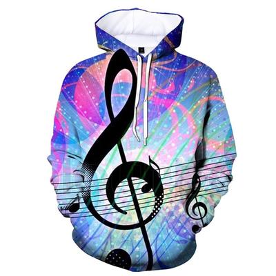 Lustige Neuheit Musiknote 3D-Druck Hoodies für Männer Herbst Langarm Pullover Sweatshirts Lässige Oberteile Pullover Kleidung