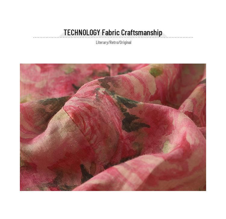 Vintage Floral Lockere Passform Ultra-Dünner Ramie Sonnenschutz Anzug