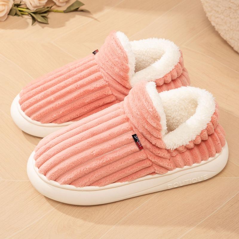 Cotton Shoes Winter Women's Home Slippers Cotton TEU Large Size Plush Shoes Versatile One-pedal Thermal Shoes