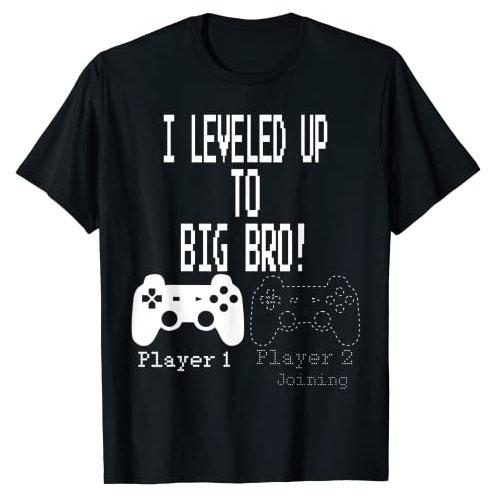 I Leveled Up To Big Bro!, Gamer New Brother T-Shirt Funny Video Game Lover Graphic Tee Sons Birthday Gifts Short Sleeve Outfits S разноцветный