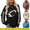 Europe, America, Autumn and Winter New Round Neck Left and Right Arm Printing Long Sleeve Football Love Fashion Personality Trend Sweater Women