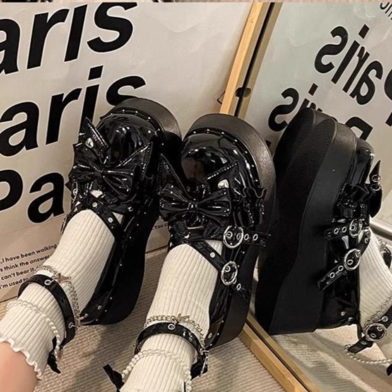 Women Lolita Shoes Fashion Mary Jane Shoes Japanese Style JK Skirt Shoe Cute Sweet Bow Single Shoes for Women Small Leather Shoe