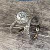 Elegant 2pcs Engagement Ring Set - Princess Cut Synthetic Cubic Zirconia, Alloy, Four-Prong, No Plating - Simple & Elegant Design for Daily & Wedding