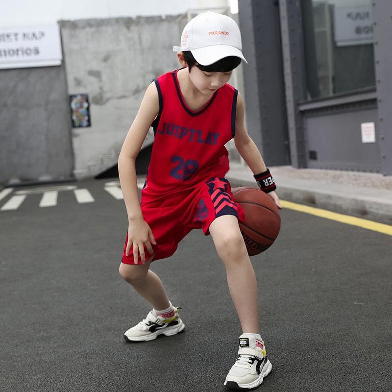 Kids' Sleeveless Basketball Jersey & Shorts Set - Boys' Casual Summer Sportswear