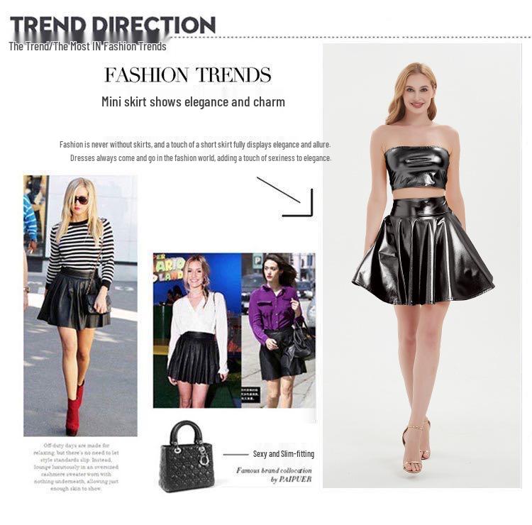 Women's Nightclub Performance Metal Pleated Skirt