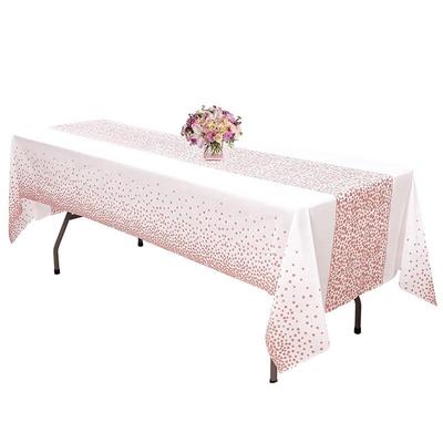 OIMG Disposable Rectangular Black Gold Polka Dot Tablecloth