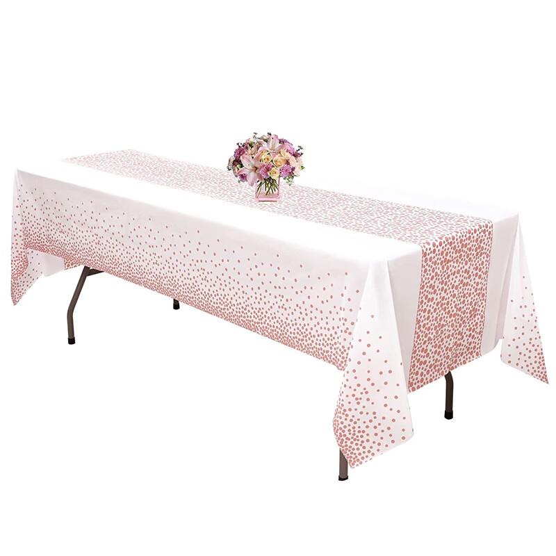 OIMG Disposable Rectangular Black Gold Polka Dot Tablecloth