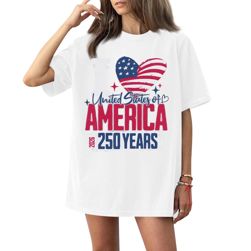 Damen Rundhals Bedrucktes Kurzarm T-Shirt Top