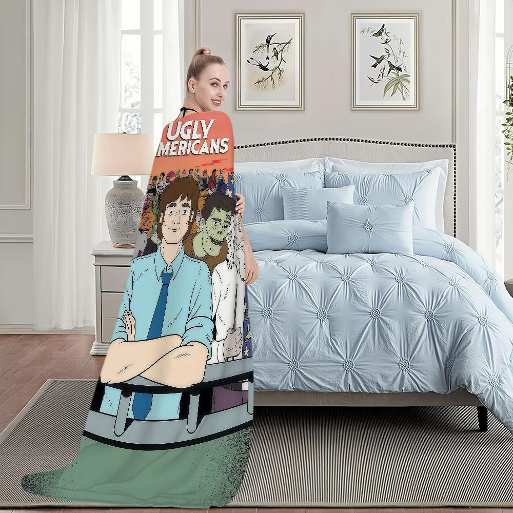 Cartoon TV U Ugly A Ameri cansS Blanket For Soft Throw Blanket for Picnic Bed Sofa Home Bedroom Cozy Warm Comfortable