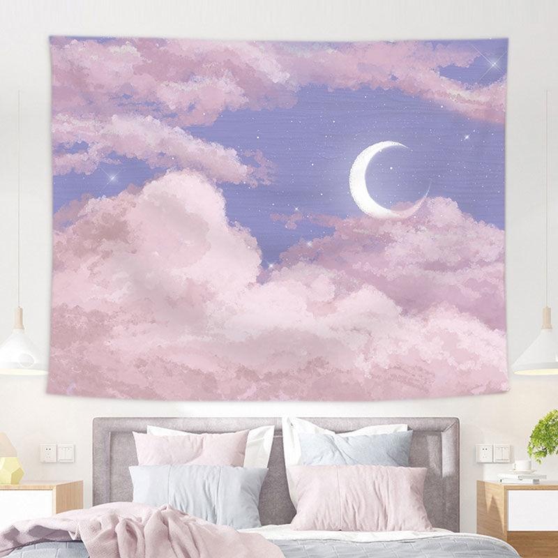 Home Decor Pink Moon Tapestry Background Fabric Oil Painting Dream Moon Room Decor Tapestry 230x180 cm alfombra de piso