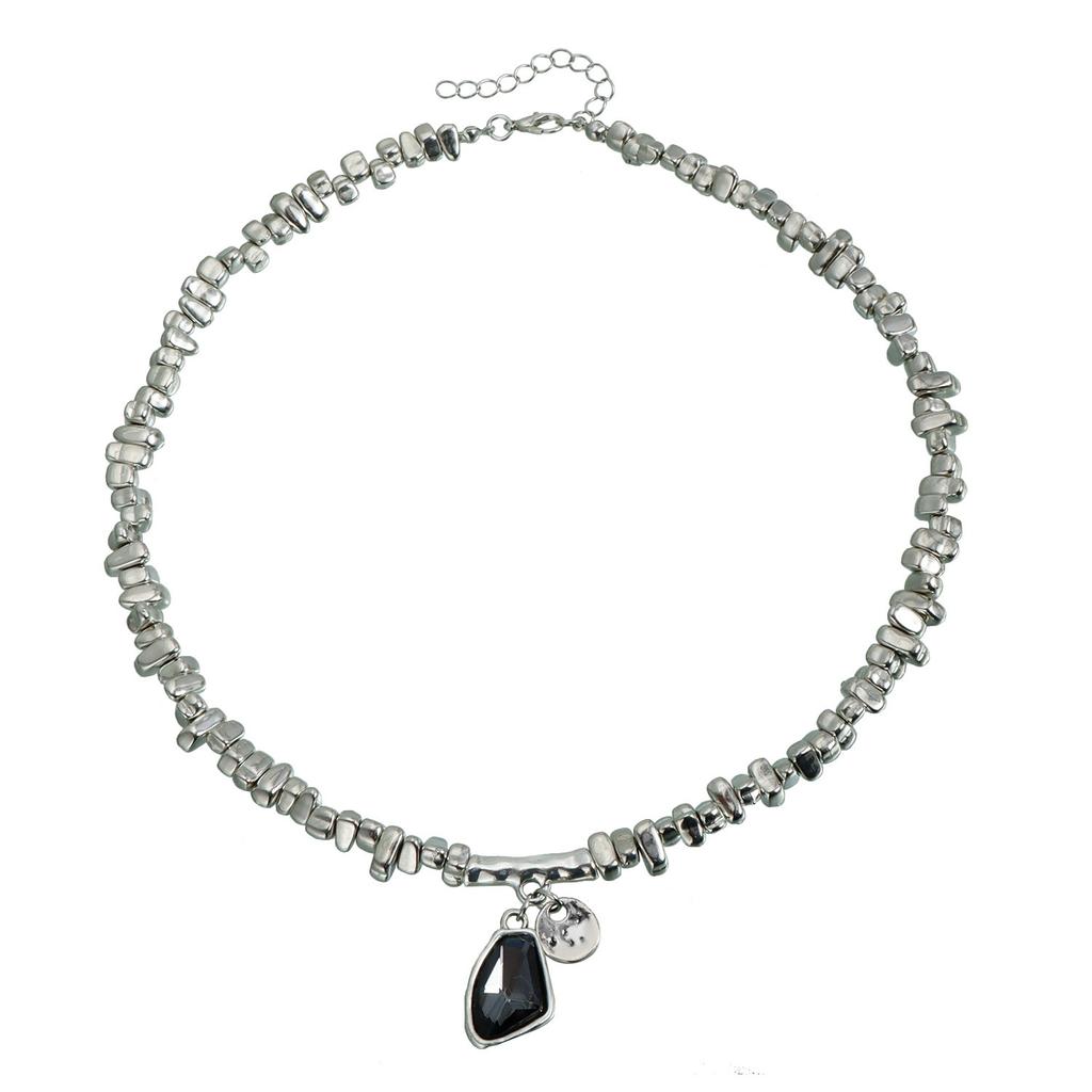 Irregular Cut Broken Silver Geometric Necklace Personalized Minimalist Fashion Jewelry Accessories