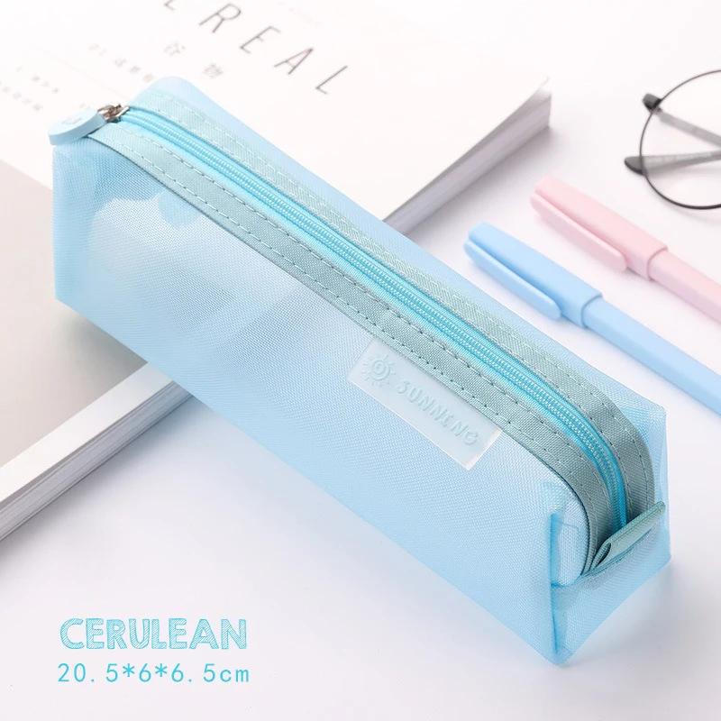 Mesh Pencil Case Large Capacity Pencil Pouch Transparent Multifunction Pencil Bag Organizer Office School Supplies Stationery