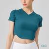 Summer Breathable Thin Sports Short-sleeved Women's Running Fitness Exposed Navel Yoga Vest Nude Skin-friendly Slim-fit T-shirt