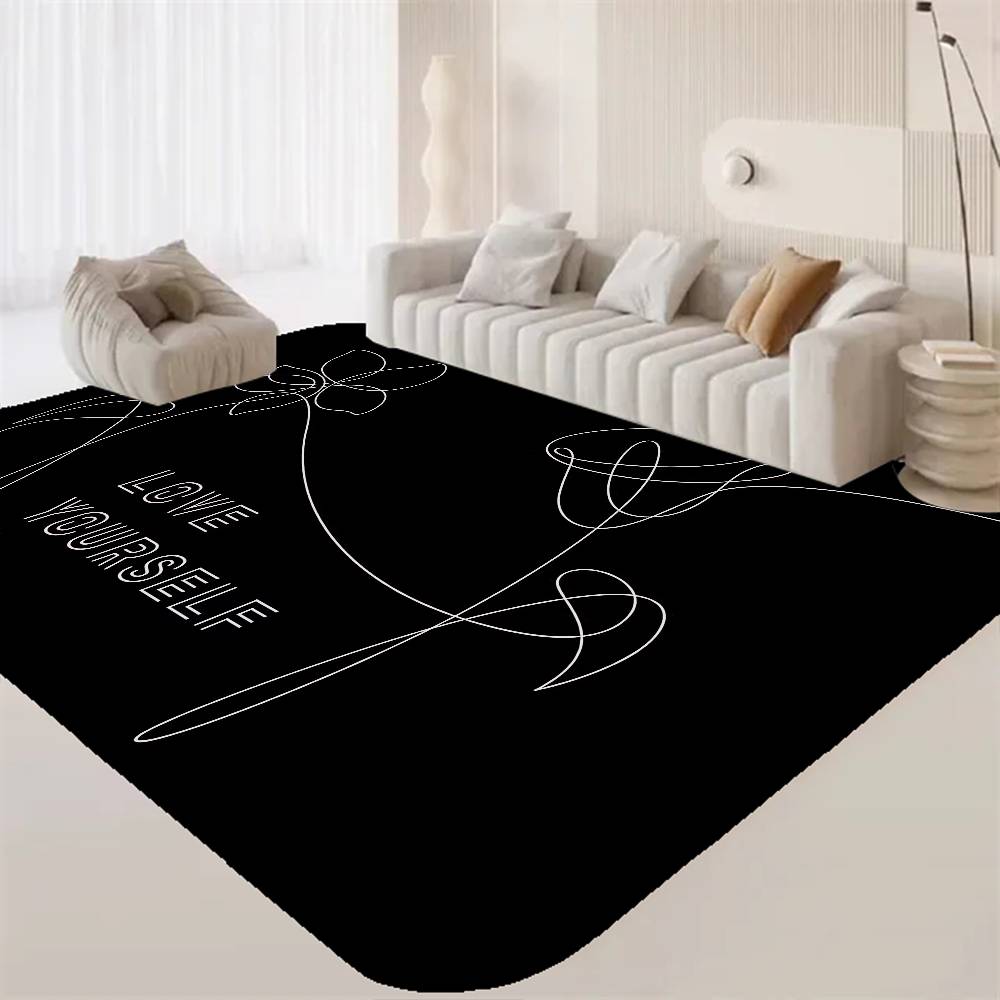 Love Yourself Flower Kpop Floor Mat INS Style Soft Bedroom Floor House Laundry Room Mat Anti-skid Household Carpets