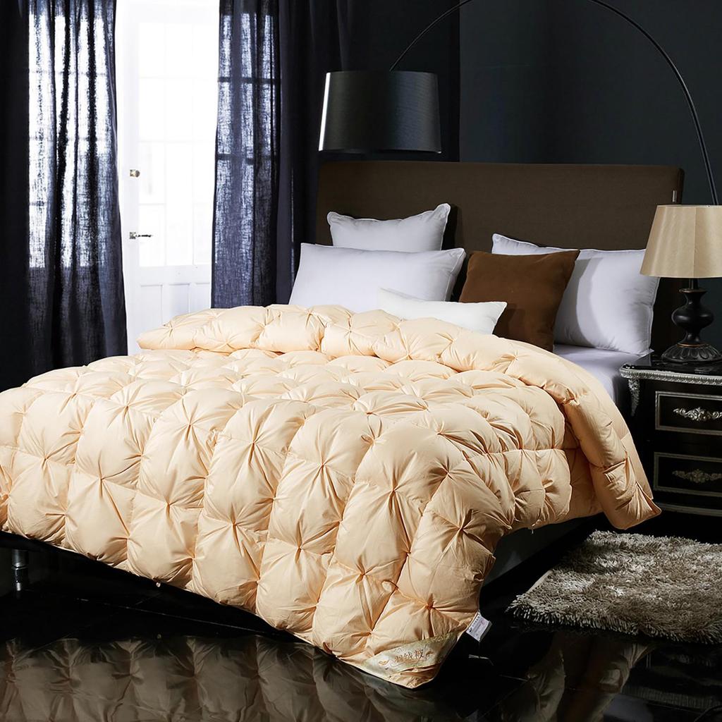 Court Style Soft Silk Twist Solid Color Down Quilt Shell - Silent Semi-Finished Version