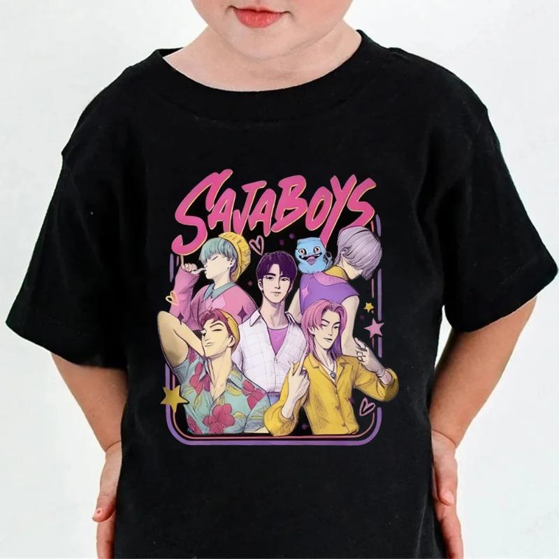 KPop Devil Hunter Cartoon Anime Printed Round Neck Fashion Casual Summer Comfortable Children's T-shirt