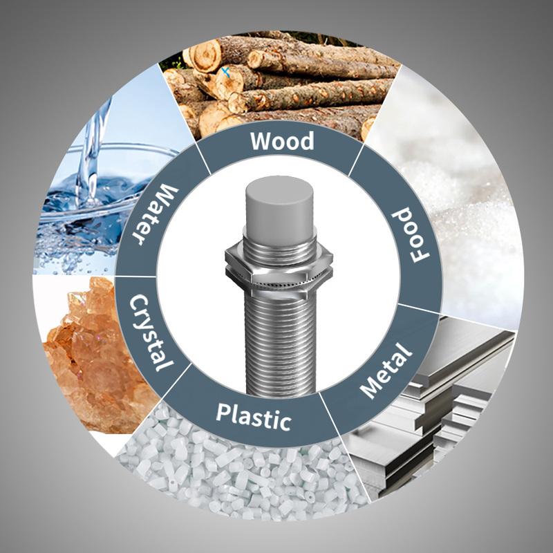 GTRIC M18 Capacitive Proximity Sensor 10-30V DC 3 Wires NPN PNP NO NC Flush Non-Flush Non-Metal Sensing Switch With 2m Cable