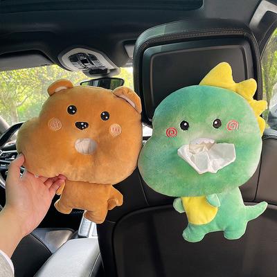 Cute Cartoon Car Tissue Box Creative Short Plush Tissue Box for Car Armrest Box Car Seat Tissue Box Car Decorations Accessories