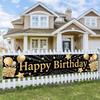 1pc Birthday Banner 70.8in x 15.7in - Gold Stars Balloons Design Outdoor Party Decor Birthday Outdoor Party Decor Gold Stars Theme Durable