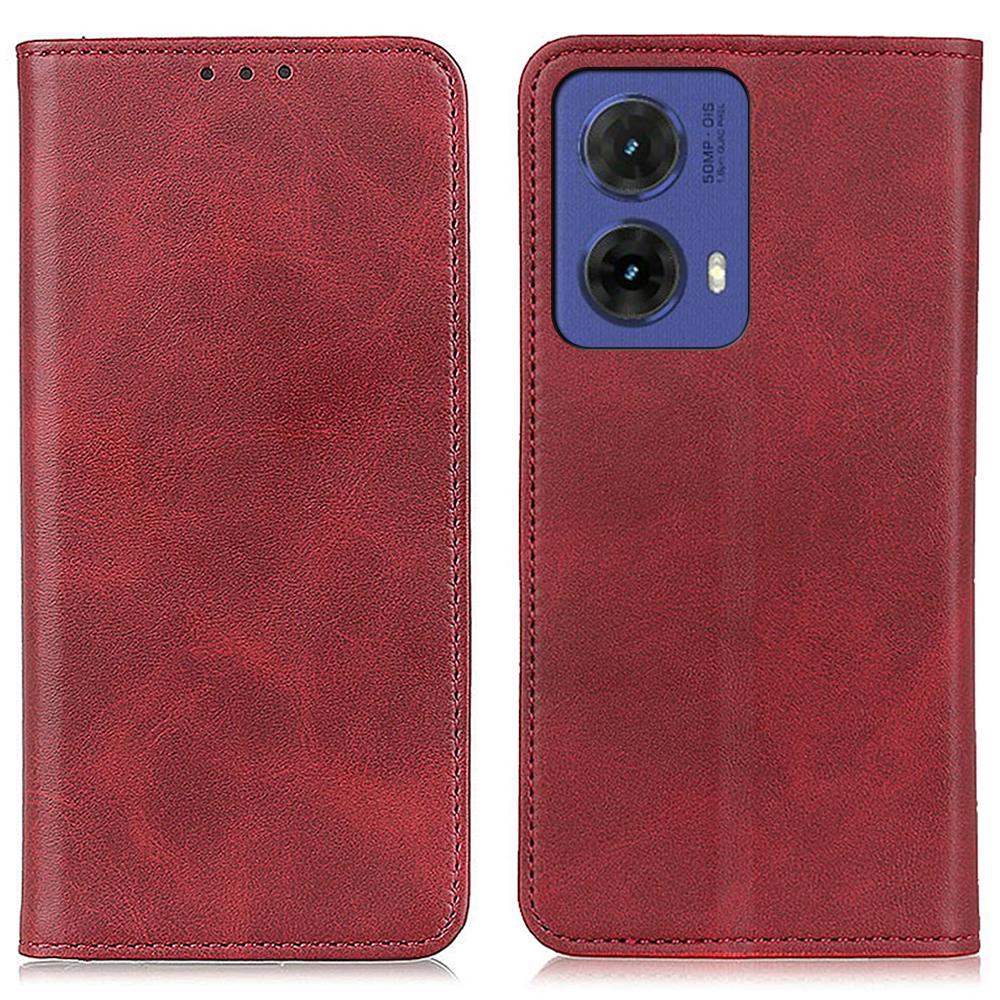 

For Motorola Moto G85 5G/S50 Neo 5G Case Cowhide Texture Split Leather Stand Phone Cover Red