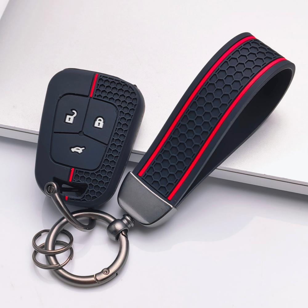 Silicone Key Fob Cover with Keychain for Chevrolet Cruze Aveo Orlando Captiva Spark for Opel Astra J Insignia Corsa D/E Antara Zafira Mokka, 3-button