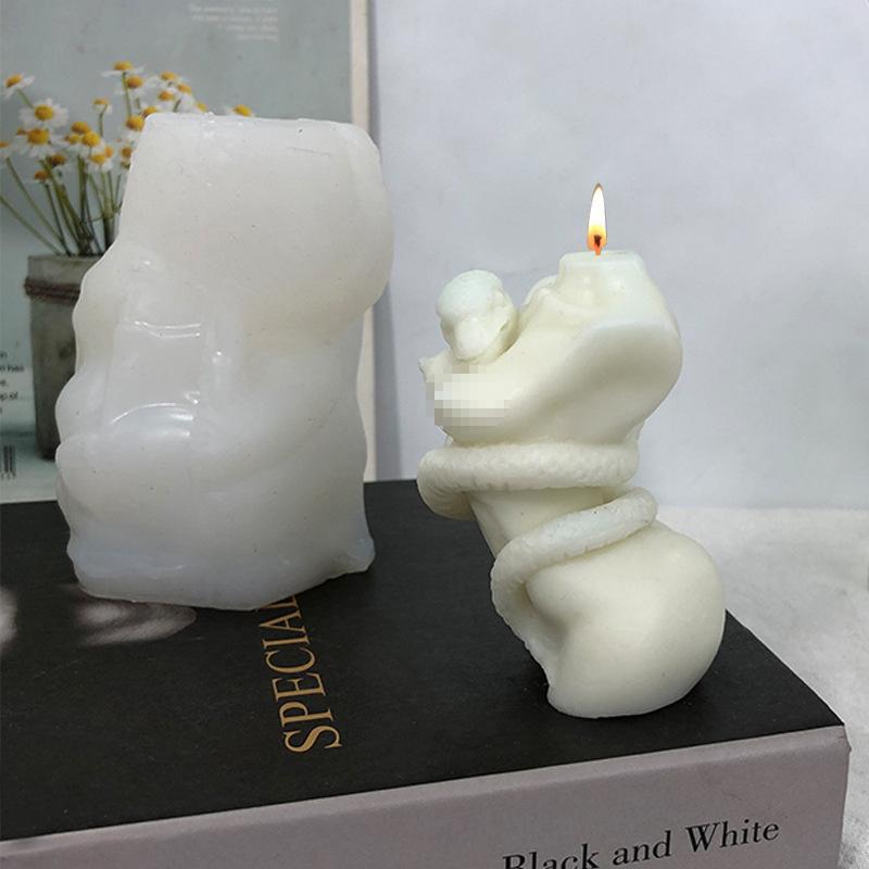 DIY Female Body Snake Candle Silicone Mold Greek Mythology Human Animal Shape Statue Soap Gypsum Resin Ice Cube Mould Home Decor